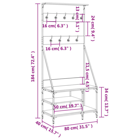 VXL8721012196469_g_en_hd_7.jpg vidaXL Vešiak na šaty s botníkom dymový dub 80x40x184 cm – Obrázok 9