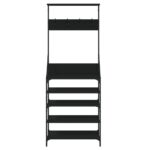 vidaXL Vešiak na šaty o skrinkou na topánky, čierny 70x34x184 cm – Obrázok 4