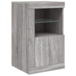 vidaXL Bočná skrinka s LED svetlami sivá sonoma kompozitné drevo – Obrázok 3