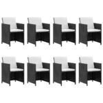 vidaXL 13-dielna vonkajšia jedálenská súprava s vankúšmi polyratan čierna – Obrázok 2