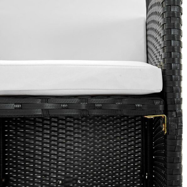 vidaXL 13-dielna vonkajšia jedálenská súprava s vankúšmi polyratan čierna – Obrázok 4