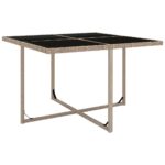 vidaXL 9-dielna vonkajšia jedálenská súprava+podložky,polyratan,béžová – Obrázok 5