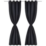 vidaXL Zatemňovací záves s kovovými očkami, 2 ks, 135x175 cm, čierny – Obrázok 2