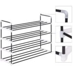 vidaXL Regál na topánky so 4 policami, kov a plast, čierny – Obrázok 4