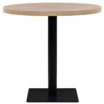 vidaXL Bistro stolík, MDF a oceľ, okrúhly, 80x75 cm, dubová farba – Obrázok 4