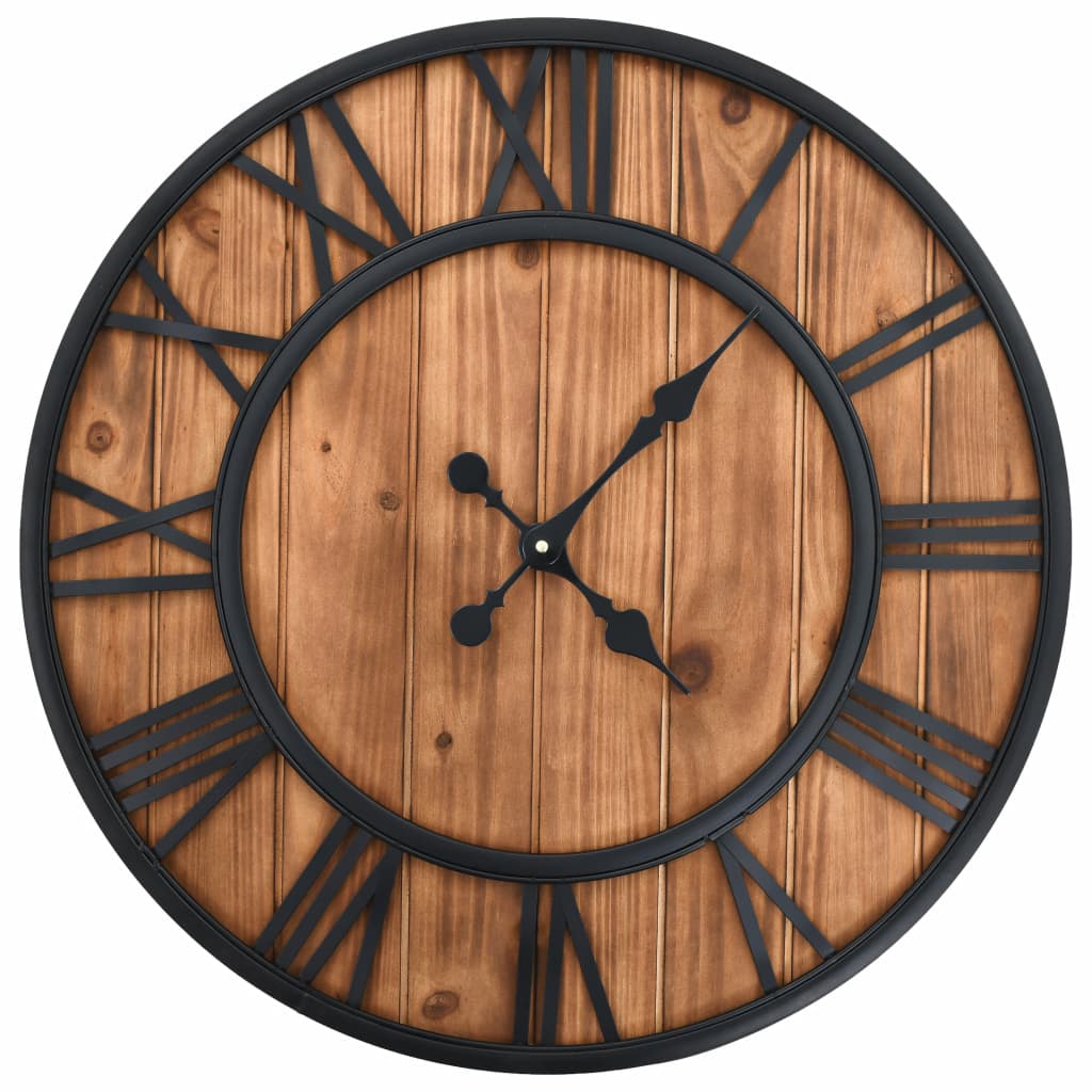 VXL8718475589976_a_en_hd_1.jpg vidaXL Vintage nástenné hodiny s pohonom Quartz drevo a kov 60 cm XXL – Obrázok 1