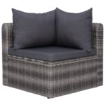 vidaXL 4-dielna záhradná sedacia súprava s vankúšmi sivá polyratanová – Obrázok 5