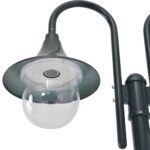 vidaXL Záhradná stĺpová lampa E27 220 cm hliník 2-lampáše tmavozelená – Obrázok 3
