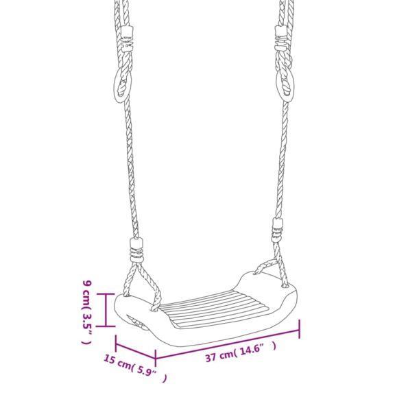 vidaXL Sedadlo hojdačky s lanovým rebríkom modré 37x15 cm PE – Obrázok 9