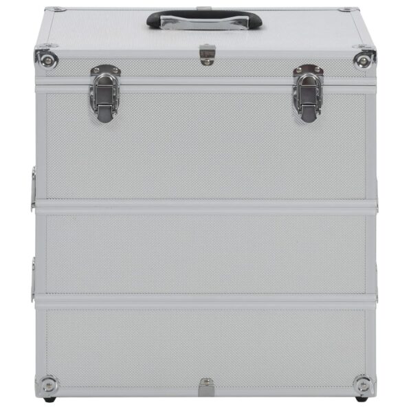vidaXL Kufrík na make-up strieborný 37x24x40 cm hliníkový – Obrázok 4