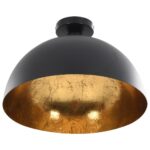 vidaXL Stropné lampy 2 ks, čierne a zlaté, pologuľa E27 – Obrázok 8