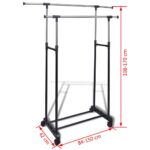 vidaXL Nastaviteľný vešiak na oblečenie 2 ks 2 závesné koľajnice – Obrázok 7