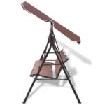 vidaXL Záhradná hojdačka so strieškou, kávová – Obrázok 3