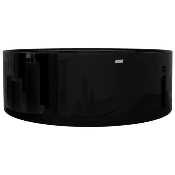 Keramické umývadlo s prepadom a otvorom na batériu, čierne, okrúhle – Obrázok 4