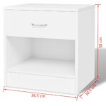 vidaXL Nočný stolík 2 ks so zásuvkou, biely – Obrázok 8
