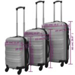 vidaXL Sada 3 škrupinových kufrov s kolieskami,strieborná 45,5/55/66cm – Obrázok 6