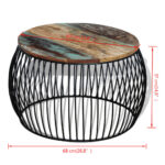 vidaXL Konferenčný stolík, okrúhly, recyklovaný masív 68x37 cm – Obrázok 7