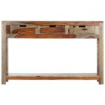 vidaXL Konzolový stolík s 3 zásuvkami 120x30x75 cm sheeshamový masív – Obrázok 3