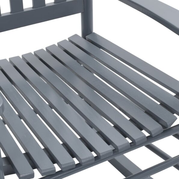 vidaXL Hojdacie kreslo so zaobleným sedadlom, sivé, topoľové drevo – Obrázok 6