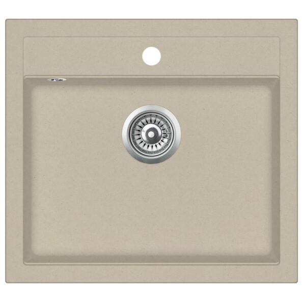 vidaXL Granitový kuchynský drez s jednou vaničkou béžový – Obrázok 2