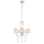 vidaXL Luster s krištálikmi, biely, okrúhly 3 x E14 – Obrázok 7