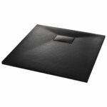 vidaXL Sprchová vanička, SMC, čierna 90x90 cm – Obrázok 2