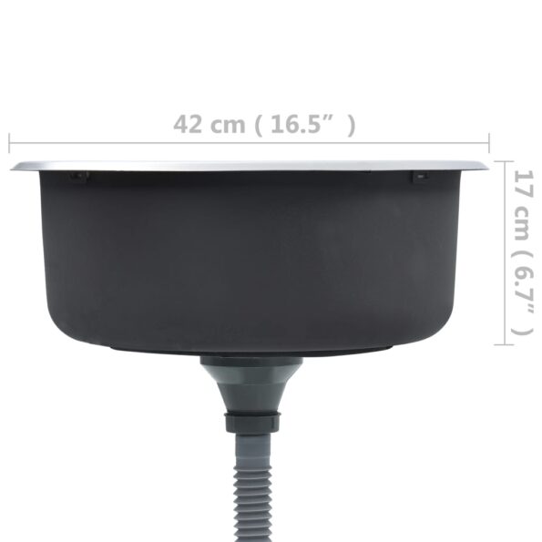 vidaXL Kuchynský drez so sitkom a odtokom nehrdzavejúca oceľ – Obrázok 8