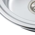 vidaXL Kuchynský drez so sitkom a odtokom oválny nehrdzavejúca oceľ – Obrázok 5