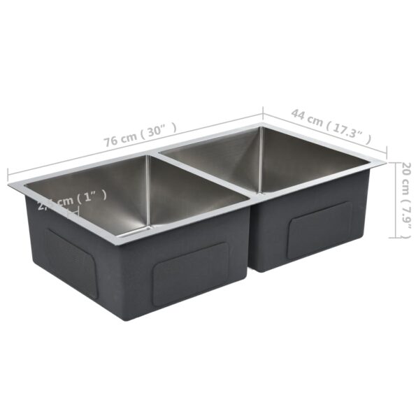 vidaXL Ručne vyrobený kuchynský drez, nehrdzavejúca oceľ – Obrázok 7