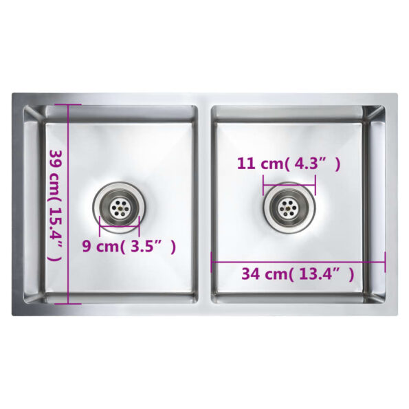 vidaXL Ručne vyrobený kuchynský drez, nehrdzavejúca oceľ – Obrázok 8