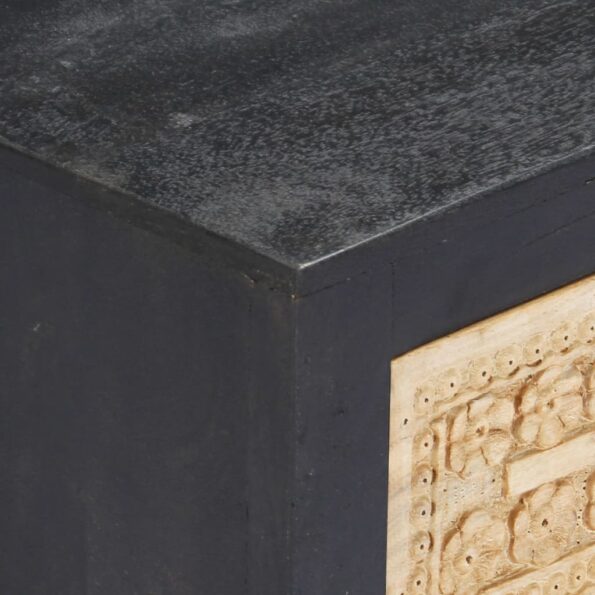 vidaXL Ručne vyrezaná TV skrinka, sivo biela 120x30x40cm,mangový masív – Obrázok 2