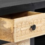 vidaXL Ručne vyrezaná TV skrinka, sivo biela 120x30x40cm,mangový masív – Obrázok 4