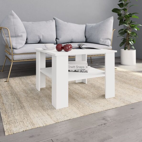 vidaXL Konferenčný stolík biely 60x60x42 cm drevotrieska – Obrázok 1