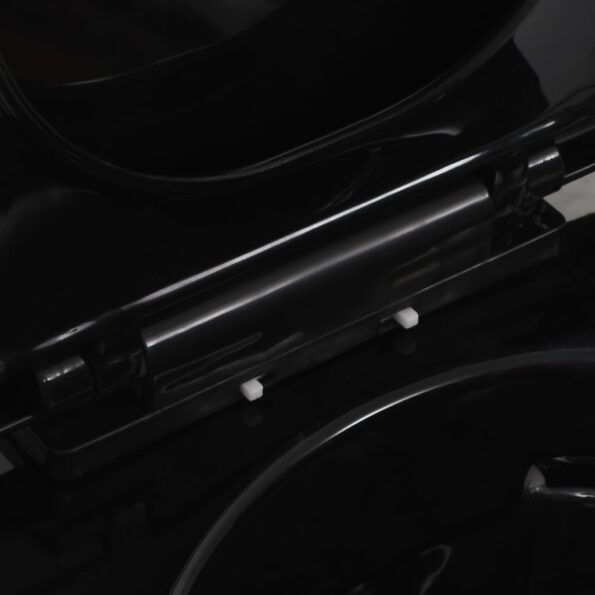 vidaXL Nástenné bezokrajové WC čierne keramické – Obrázok 3