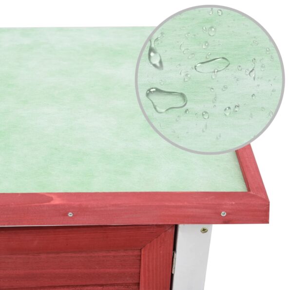 vidaXL Vonkajšia králikáreň, 1 dvierka, červená, drevo – Obrázok 6