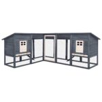 vidaXL Vonkajšia králikáreň s výbehom sivo-biela masívne jedľové drevo