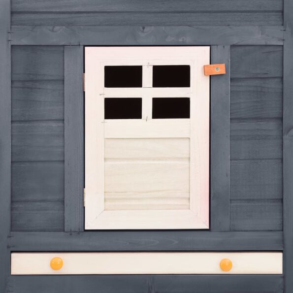 vidaXL Vonkajšia králikáreň s výbehom sivo-biela masívne jedľové drevo – Obrázok 2