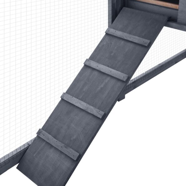 vidaXL Vonkajšia králikáreň s výbehom sivo-biela masívne jedľové drevo – Obrázok 7