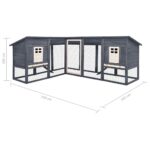 vidaXL Vonkajšia králikáreň s výbehom sivo-biela masívne jedľové drevo – Obrázok 9