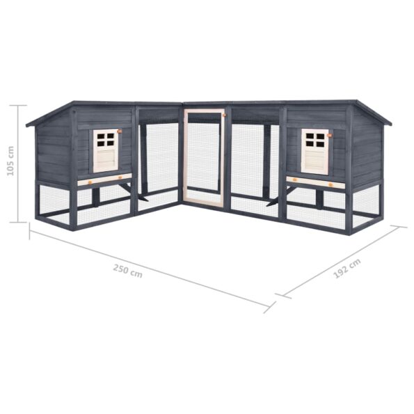 vidaXL Vonkajšia králikáreň s výbehom sivo-biela masívne jedľové drevo – Obrázok 9