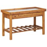 vidaXL Záhradný pracovný stôl s pozinkovaným povrchom akáciový masív – Obrázok 2