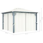 vidaXL Altánok so závesom 300x300 cm, krémový, hliník – Obrázok 9