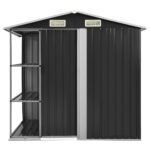 vidaXL Záhradná kôlňa s regálom antracitová 205x130x183 cm železná – Obrázok 3