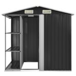 vidaXL Záhradná kôlňa s regálom antracitová 205x130x183 cm železná – Obrázok 4