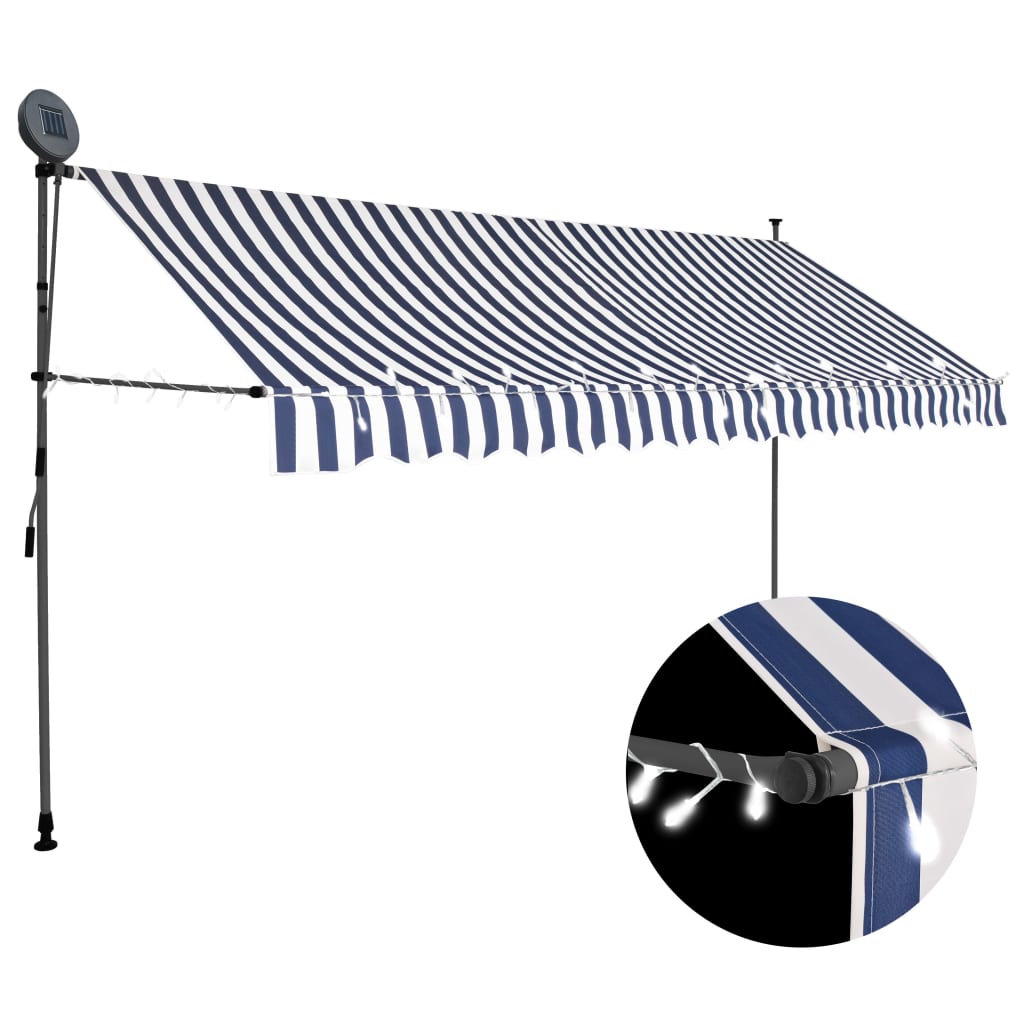 VXL8719883761664_a_en_hd_1.jpg vidaXL Ručne zaťahovacia markíza s LED 400 cm, modro biela – Obrázok 1