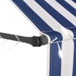 vidaXL Ručne zaťahovacia markíza s LED 400 cm, modro biela – Obrázok 4