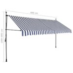 vidaXL Ručne zaťahovacia markíza s LED 400 cm, modro biela – Obrázok 8