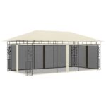 vidaXL Altánok so sieťou proti komárom krémový 6x3x2,73 m