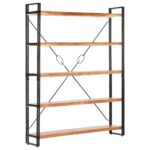 vidaXL Knižnica s 5 policami 140x30x180 cm akáciový masív – Obrázok 8