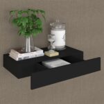 vidaXL Plávajúca nástenná polica so zásuvkou čierna 48x25x8 cm – Obrázok 3